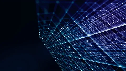 Abstract structure of data and code in perspective. Connection of dots and li Stock Footage 133462437