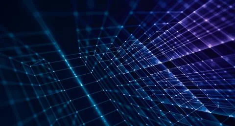 Abstract structure of data and code. Connection of dots and lines. tech and s Stock Illustration