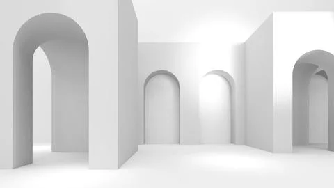 Abstract structure of white building in the shape of an empty curved buildi.. Ilustración de archivo
