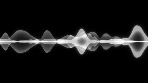 Abstract studio flowing white line of sound beat frequency on black background Stock Footage 125215313