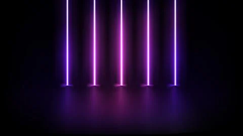 Abstract studio with glowing violet neon lights. 3d vector illustration Stock Illustration