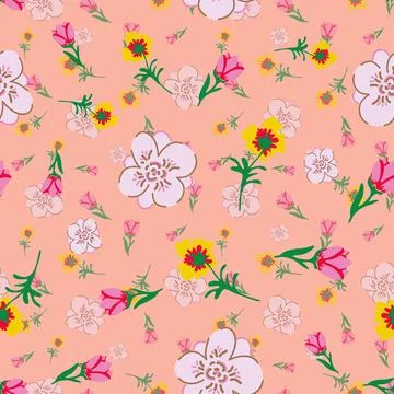 Abstract style florals vector seamless pattern design Stock Illustration