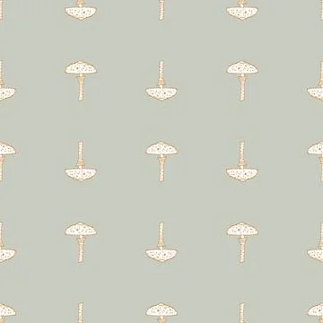 Abstract style seamless pattern with fall seasonal mushroom elements. Pastel  Stockillustratie