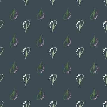 Abstract style seamless pattern with little lily of the valley shapes. Pale d Stock Illustration