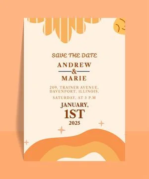 Abstract Style Wedding Invitation Vector Illustration Design Stock Illustration