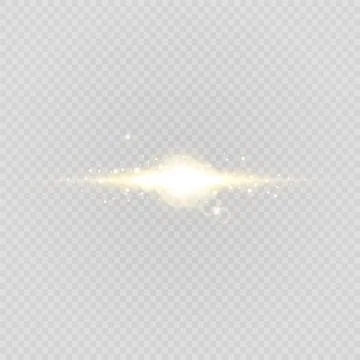 Abstract stylish light effect on a transparent background. Gold glowing neon Stock Illustration