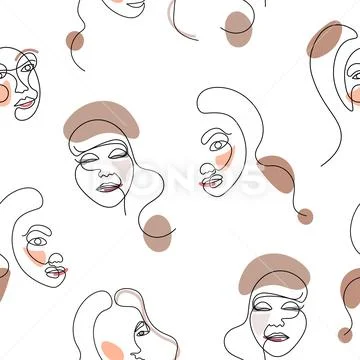 Abstract stylish texture with human faces. Hand-drawn vector seamless pattern Stock Illustrationen