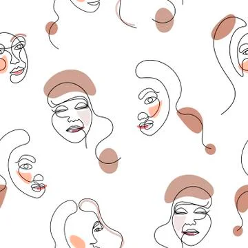 Abstract stylish texture with human faces. Hand-drawn vector seamless pattern Stock Illustration