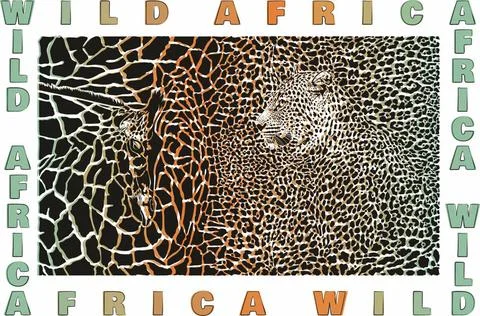 Abstract stylized background with leopard and giraffe.jpg vector color sty... Stock Photos