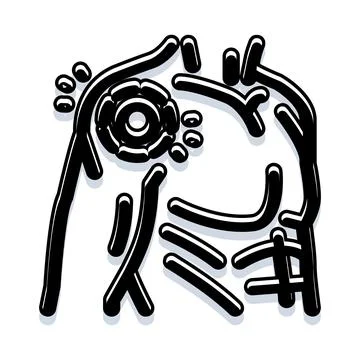 Abstract stylized black fluid lines forming shape Stock Illustration