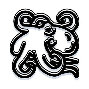 Abstract stylized cartoon creature black lines illustration Stock Illustration