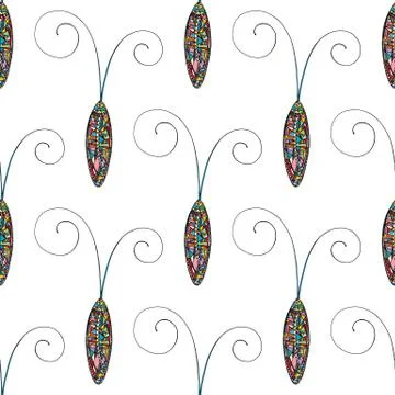 Abstract stylized cockroaches pattern. Hand drawn beetles vector background Stock Illustration