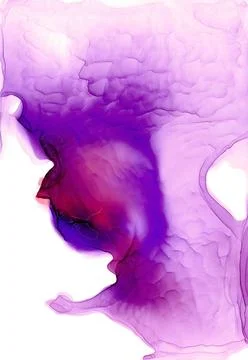 Abstract stylized face in profile in pink-violet gradient and soft wavy texture Stock Illustration