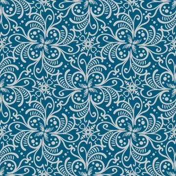 Abstract stylized flowers with leafs hand drawn seamless pattern Stock Illustration