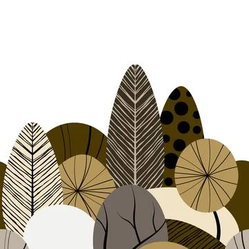 Abstract  stylized  forest theme. Hand draw texture, vector template. Stock Illustration