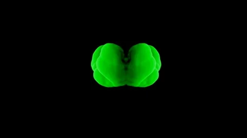 Abstract stylized Green ink drop in water on a black background V10 Stock Footage 87601238