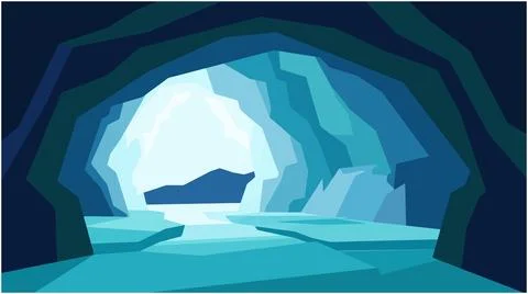 Abstract stylized ice cave interior with interior abstract entrance formation Stock Illustration
