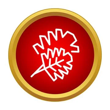 Abstract stylized leaves icon in red golden circle Stock Illustration