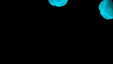 Abstract stylized Light Blue ink drop in water on a black background V13 Stock Footage 87565335
