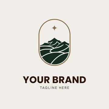 Abstract stylized mountain badge logo. suitable for branding. Иллюстрация
