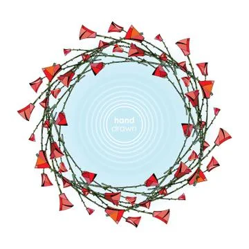 Abstract stylized roses frame. Vector flowers background Stock Illustration