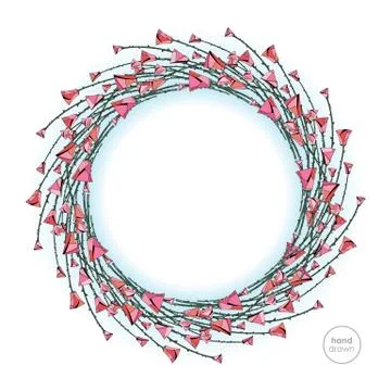 Abstract stylized roses frame. Vector flowers background Stock Illustration