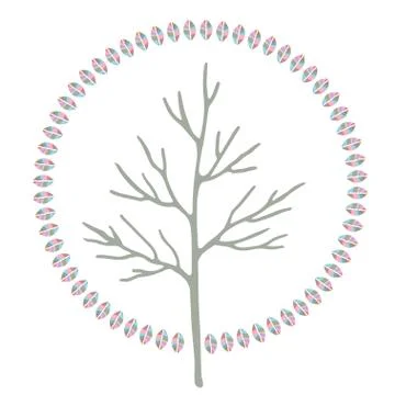 Abstract stylized round art tree Stock Illustration