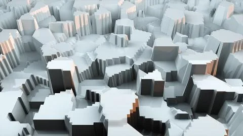 Abstract stylized terrain modern 3d surface model, 3d render backdrop, computer イラスト素材