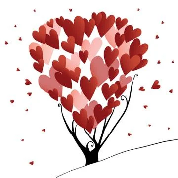 Abstract stylized valentines day tree with hearts, vector illustration. 스톡 일러스트
