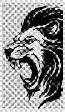 Abstract stylized wolf head design with intricate swirling patterns and bol.. Ilustração Stock