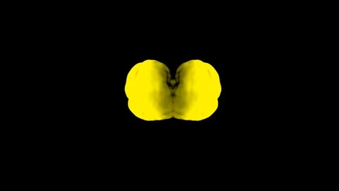 Abstract stylized Yellow ink drop in water on a black background V10 Stock Footage 87568858