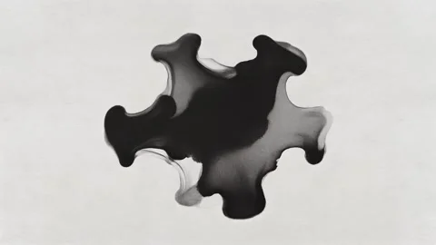 Abstract sumi-e ink wash, flowing black ink on white textured paper, Stock Footage 323000668