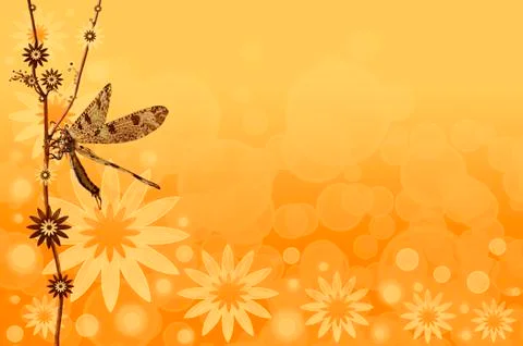 Abstract summer background with a dragonfly Illustrazione stock