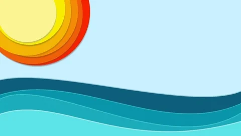Abstract summer background, sun and wave. Animated illustration with copy spa Stock Footage 171401290