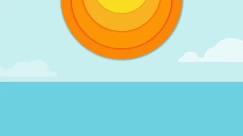 Abstract summer background, sun and calm sea. Animated illustration with copy Video stock 186436961