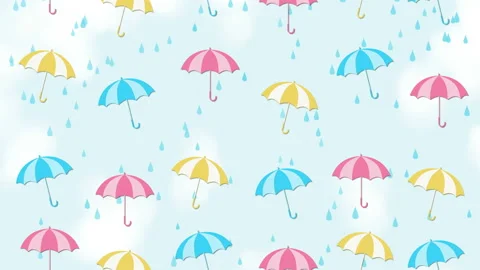 Abstract summer background with umbrellas and rain Stock Footage 88607730