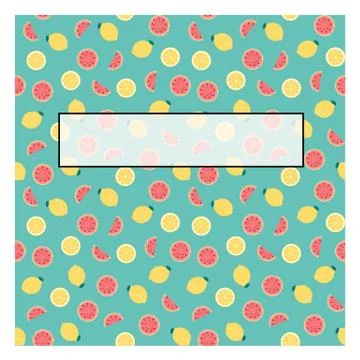 Abstract Summer Fruit Pattern with Frame and Sample Text.  Illustration イラスト素材