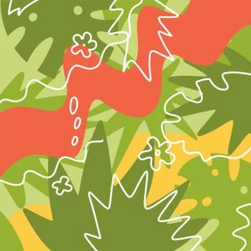 Abstract summer pattern. Floral and geometric background with palm leaves, do Stock Illustration