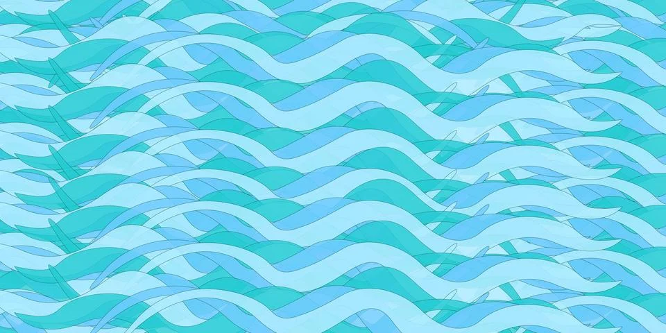 Abstract summer refreshing background of vector illustration with ocean Wavy  Stock Illustration