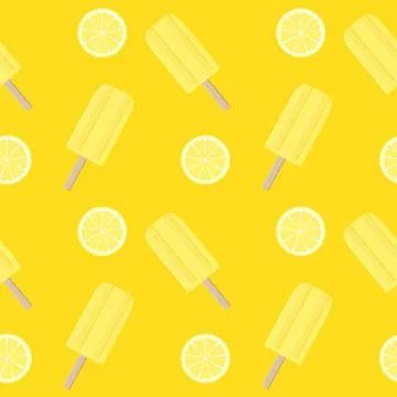 Abstract Summer Seamless Pattern Background with Ice Cream and Lemon. Vector Stock Illustration