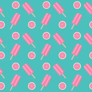 Abstract Summer Seamless Pattern Background with Ice Cream.  Illustration Stock Illustration