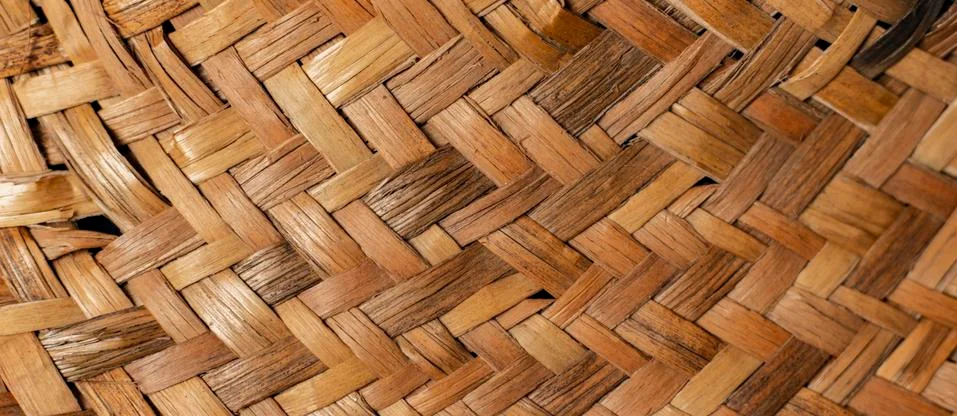 Abstract summer straw hat pattern texture, wide banner Stock Photos