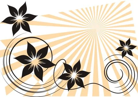 Abstract summer sun with flowers - vector illustration イラスト素材