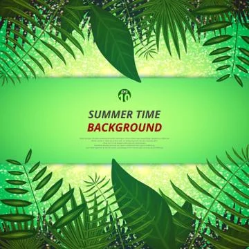 Abstract of summer time background with leaves and golden light background. Illustrazione stock