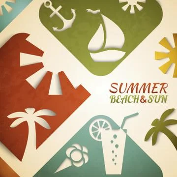 Abstract summer vector illustration. Retro beach Stock Illustration