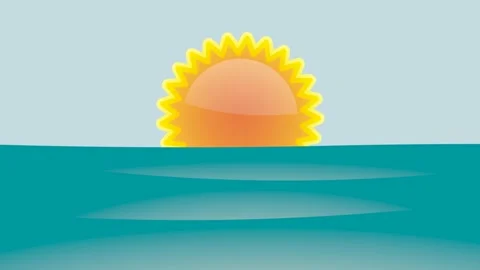 Abstract sun and waves on sea. Seamless loop footage. Animated illustration f Stock Footage 170288313