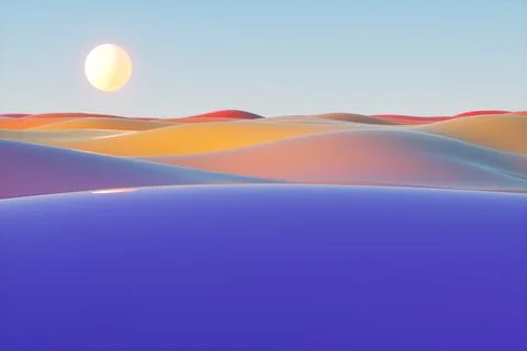 Abstract sun in gradient desert. 3d rendering illustration. Stock Illustration