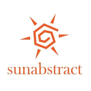 Abstract sun logo with bright rays. Stock Illustration