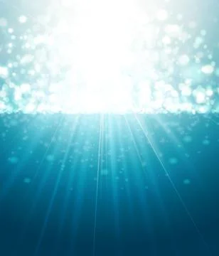 Abstract Sun Rays And Bokeh Blue Background Stock Illustration