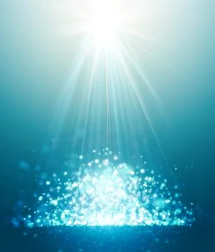 Abstract Sun Rays And Bokeh Blue Background Stock Illustration
